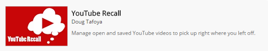 YouTube Recall on the Chrome Store