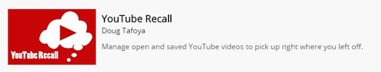 YouTube Recall on the Chrome Store YouTube Recall on the Chrome Store